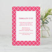 Roze Quatrefoil Birthday Uitnodiging (Staand voorkant)