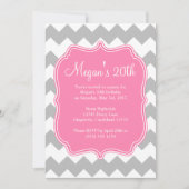 Roze Quatrefoil Chevron Birthday Uitnodiging (Voorkant)