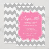 Roze Quatrefoil Chevron Birthday Uitnodiging (Voorkant / Achterkant)