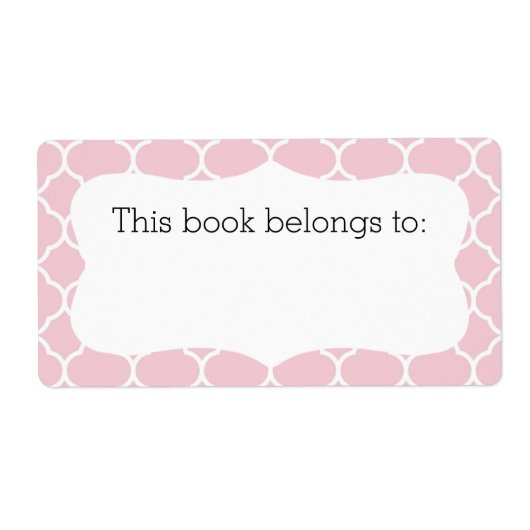 Roze quatrefoil "Dit boek behoort tot" labels (Voorkant)