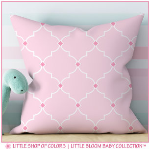 Roze Quatrefoil Lattice Patroon Babykamer Kussen