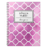 Roze Quatrefoil, Latticework, Trellis, Waterverven Notitieboek (Voorkant)