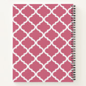 Roze Quatrefoil Met Girly Monogram En Naam Notitieboek (Achterkant)