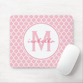Roze Quatrefoil Monogram Muismat (Met muis)