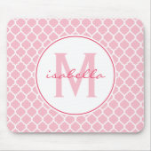 Roze Quatrefoil Monogram Muismat (Voorkant)