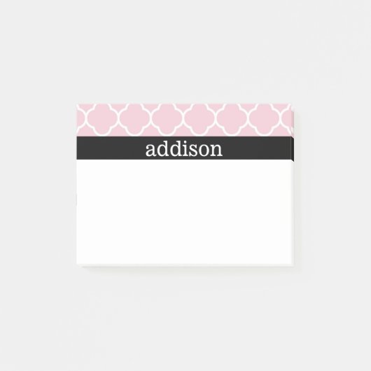 Roze Quatrefoil - Personaliseren Post-it® Notes (Voorkant)