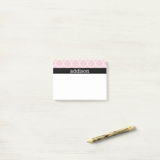 Roze Quatrefoil - Personaliseren Post-it® Notes (Op bureau)
