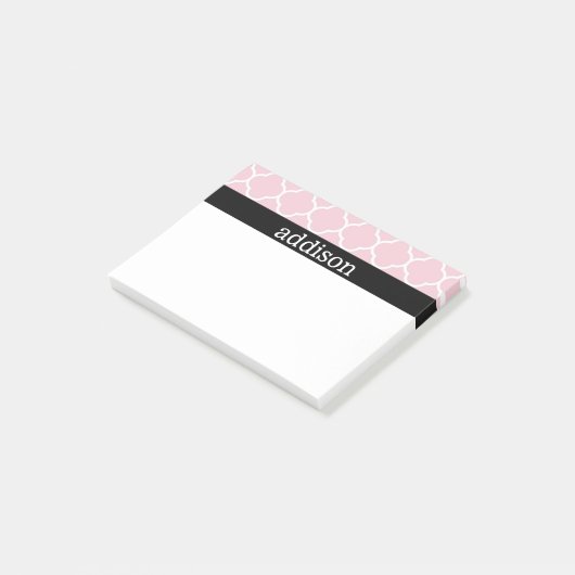 Roze Quatrefoil - Personaliseren Post-it® Notes (Schuin)