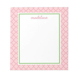 Roze Quatrefoil Roze en groene preppy-laptop Notitieblok