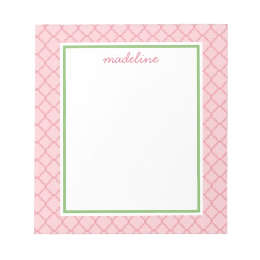 Roze Quatrefoil | Roze en groene preppy-laptop Notitieblok (Voorkant)