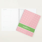 Roze Quatrefoil | Roze en groene preppy Planner (Display)