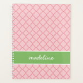 Roze Quatrefoil | Roze en groene preppy Planner (Voorkant)