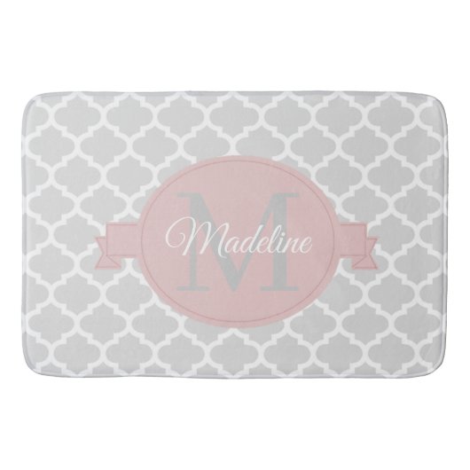 Roze Quatrefoil - Speciaal gepersonaliseerde Bath  Badmat (Voorkant)
