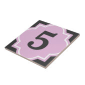 Roze quatrefoil straatadres huisnummer tegels tegeltje (Zijkant)