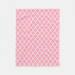 Roze Quatrefoil-tegelpatroon Fleece Deken
