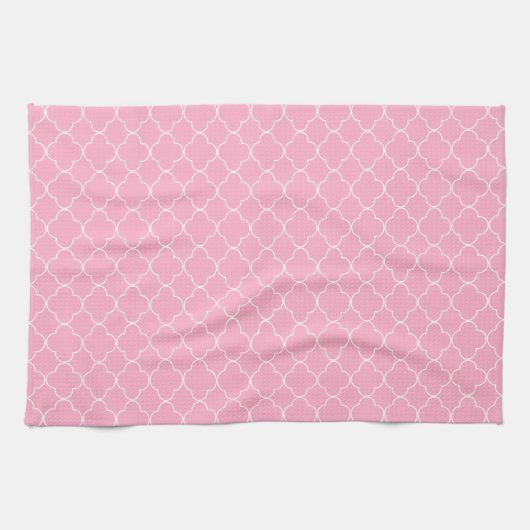 Roze Quatrefoil Theedoek (Horizontaal)