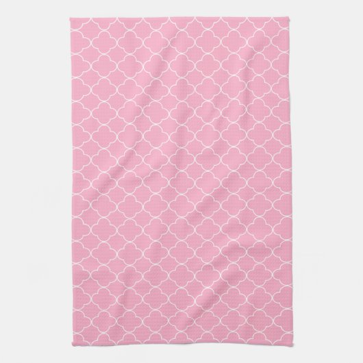 Roze Quatrefoil Theedoek (Verticaal)