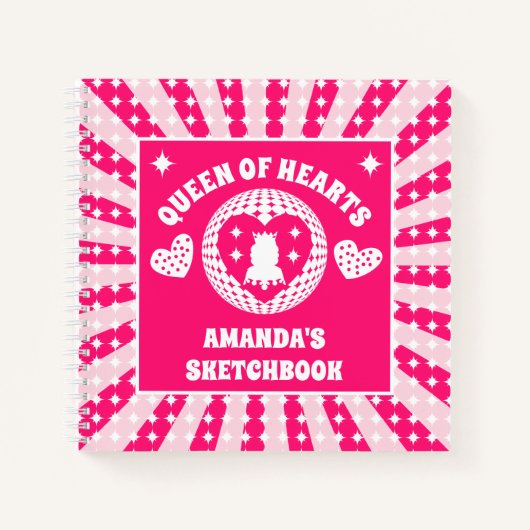 Roze Queen Of Hearts Persoonlijke Kinderen Schetsb Notitieboek (Voorkant)