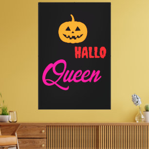 Roze Queen-typografie Halloween-kunstwerk met Hall Canvas Afdruk
