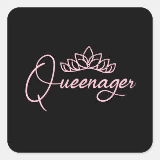 Roze Queenager koningin ager, dramatische koningin Vierkante Sticker