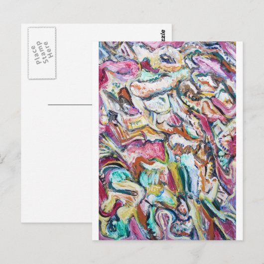 Roze Quetzalcoatl (abstract expressionisme) Briefkaart (Voorkant / Achterkant)