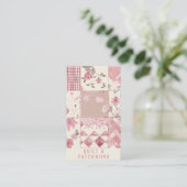 Roze Quilt Patchwork Handgemaakte Kleding Visitekaartje (Staand voorkant)