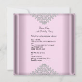 Roze Quinceanera 15 Birthday Party White Diamonds Kaart (Achterkant)