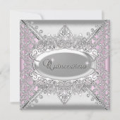 Roze Quinceanera 15 Birthday Party White Diamonds Kaart (Voorkant)