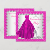 Roze Quinceanera 15e Diamond Birthday Party Kaart (Voorkant / Achterkant)