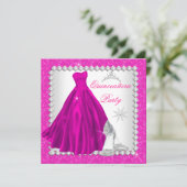 Roze Quinceanera 15e Diamond Birthday Party Kaart (Staand voorkant)