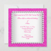 Roze Quinceanera 15e Diamond Birthday Party Kaart (Achterkant)