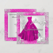 Roze Quinceanera 15e Elite Elegant Birthday Party Kaart (Voorkant / Achterkant)