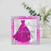 Roze Quinceanera 15e Elite Elegant Birthday Party Kaart (Staand voorkant)
