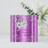 Roze Quinceanera 15e verjaardag Masquerade Kaart (Staand voorkant)