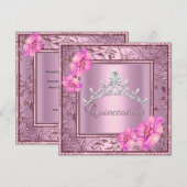Roze Quinceanera 15e verjaardag Pink Tiara Kaart (Voorkant / Achterkant)