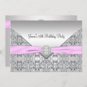 Roze Quinceanera 15e verjaardag Uitnodiging (Voorkant / Achterkant)