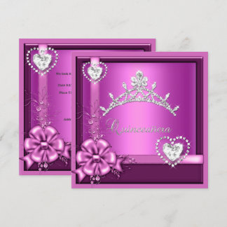 Roze Quinceanera 15e verjaardagsfeest Zilver Kaart