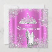 Roze Quinceanera 15e Zilver Tiara Birthday Party Kaart (Voorkant)