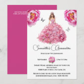 Roze Quinceañera balgons pioenroos bloemen Kaart (Voorkant / Achterkant)