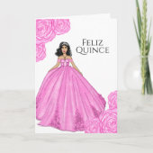 Roze Quinceanera Birthday Kaart (Voorkant)