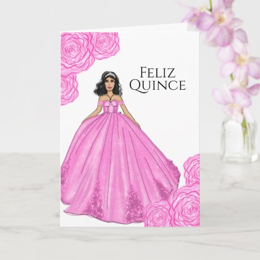 Roze Quinceanera Birthday Kaart (Orchidee)