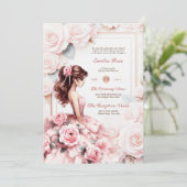 Roze Quinceanera-ceremonie Ontvangst Kaart (Staand voorkant)