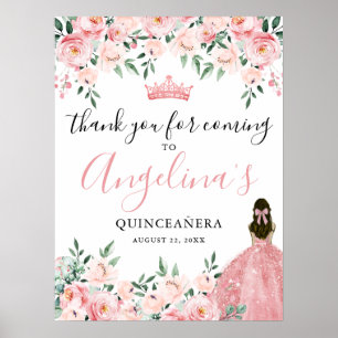 Roze Quinceanera Dankjewel Bord Poster