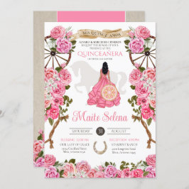 Roze Quinceanera Elegant Roos Western Charra Kaart