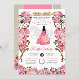 Roze Quinceanera Elegant Roos Western Charra Kaart