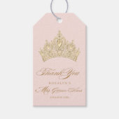 Roze Quinceanera Elegante Gouden Tiara Cadeaulabel (Voorkant)
