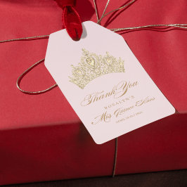 Roze Quinceanera Elegante Gouden Tiara Cadeaulabel
