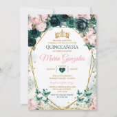 Roze Quinceañera Emerald Groene Mexicaanse Vlinder Kaart (Voorkant)