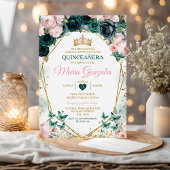 Roze Quinceañera Emerald Groene Mexicaanse Vlinder Kaart
