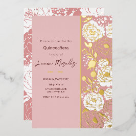 Roze Quinceañera Folie Uitnodiging